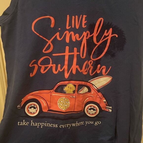 Simply Southern Graphic Navy Muscle Tank Top Size Small NWOT - Picture 2 of 8